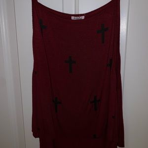 TOBI red tank top w/ black crosses‼️